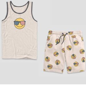 Mad Engine Men's Americana Smiley Face Print Tank Top/Shorts Pajama Set …